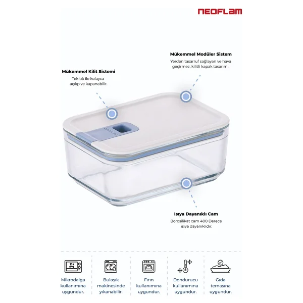 Neoflam Perfect Seal 6'lı Cam Saklama Kabı - Görsel 10