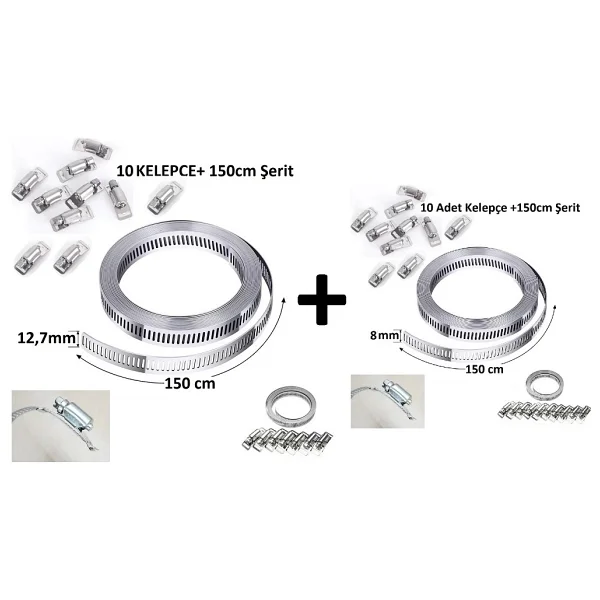 Yate10 Şerit Kelepçe Set 300cm Şerit 20 Adet Kelepçe - Görsel 4