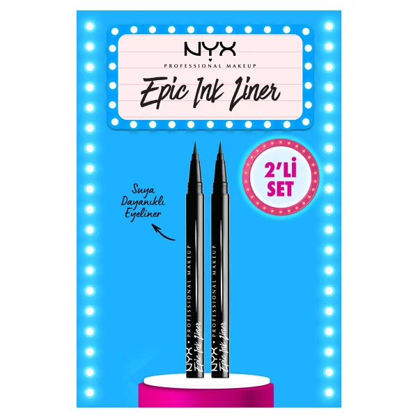 Nyx Professional Makeup 2'li Suya Dayanıklı Epic Ink Siyah Eyeliner Seti