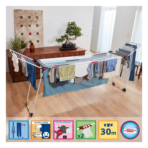 Vileda Infinity Flex 2 Metre'ye Kadar Uzatılabilir, 30 Metre Kurutma Alana Sahip Çamaşır Kurutmalığı - Görsel 2