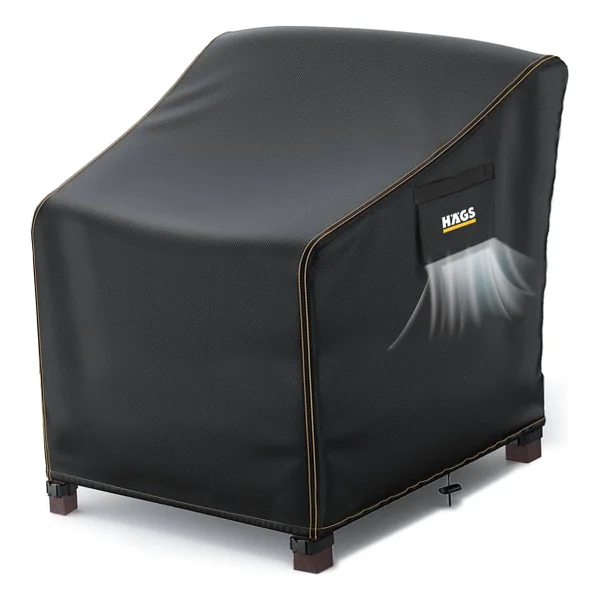 Hags Tek Kişilik Bahçe Koltuk Örtüsü, Bahçe Koltuk Koruma Brandası Örtüsü, 100-80-75cm - Siyah - Görsel 7