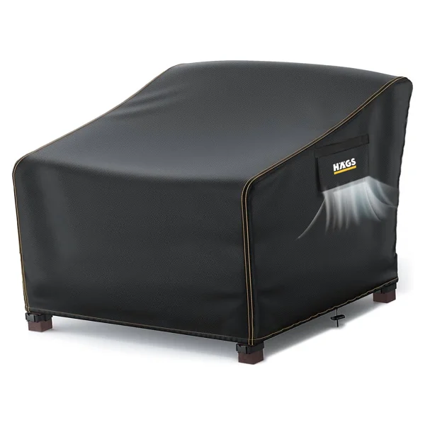 Hags Tek Kişilik Bahçe Koltuk Örtüsü, Bahçe Koltuk Koruma Brandası Örtüsü, 100-80-75cm - Siyah - Görsel 6