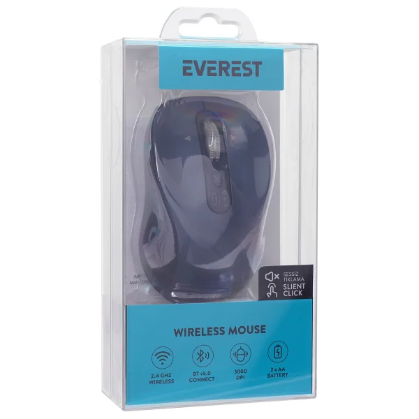 Everest Eternal Siyah Optik Kablosuz Mouse - Görsel 7