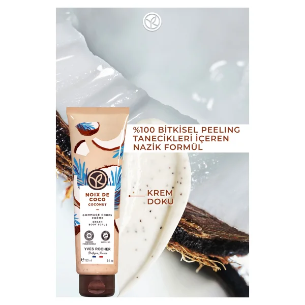 Yves Rocher Krem Dokulu Vücut Peelingi-Arındırıcı Yumuşatıcı Tropikal Hindistan Cevizi-SLS,SLES İçermez,Vegan-150ml - Görsel 2