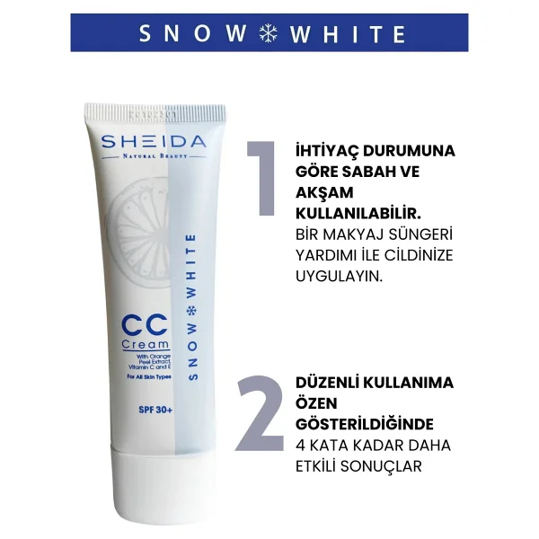Sheida Snow White Leke Açıcı Spf 30+ 50 Ml Cc Krem - Görsel 2
