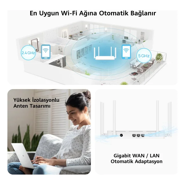 Huawei Ws7001 Ax2 1200 Mbps Router - Görsel 8