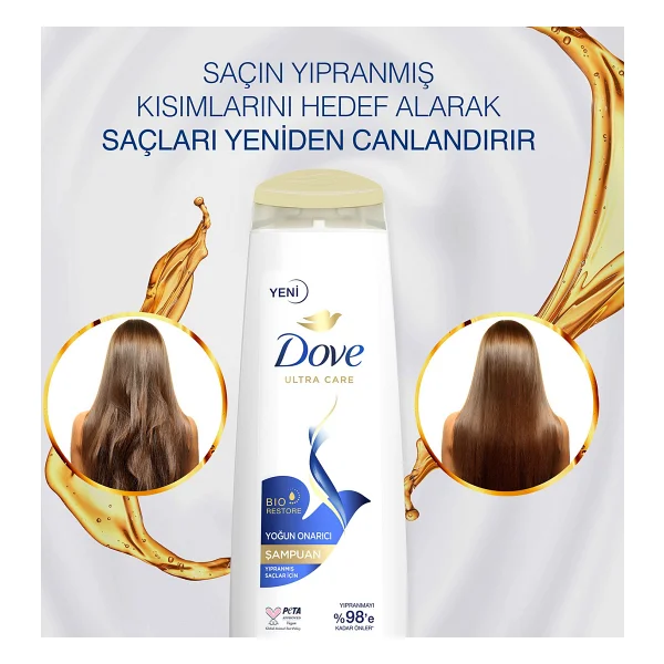 Dove Ultra Care Yoğun Onarıcı 400 Ml 3 Adet Şampuan - Görsel 4