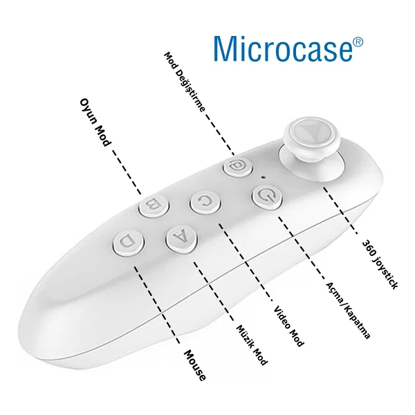 Microcase Vr 3d Sanal Gerçeklik Gözlüğü + Vr Kablosuz Bluetooth Kumanda-Al4755 - Görsel 3