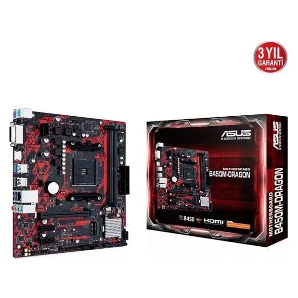 Asus B450m Dragon Am4 DDR4 Micro Atx Anakart - Görsel 5