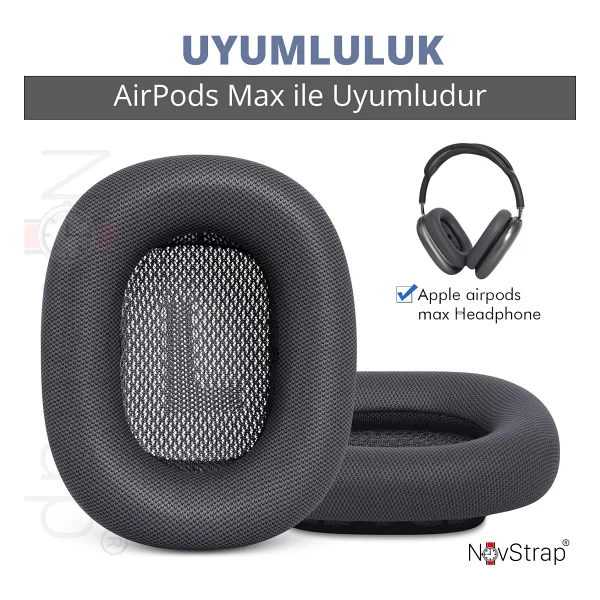 Novstrap Apple AirPods Max Ile Uyumlu Yedek Kulaklık Yastığı Pedi Süngeri Protein Deri Magnetic - Görsel 2