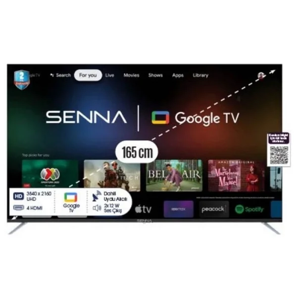 Senna 55sn9000u 4K Ultra HD 55" 140 Ekran Uydu Alıcılı Google Smart LED TV - Görsel 2