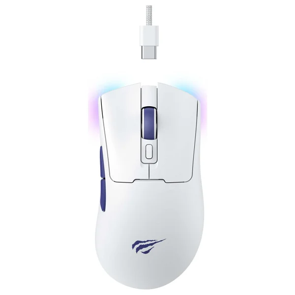 Havit Gamenote Ms966wb Beyaz RGB Şarjlı Optik Kablolu/Kablosuz Oyuncu Mouse - Görsel 6