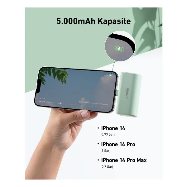Anker A1645 5000 mAh Hızlı Şarj Powerbank - Görsel 6