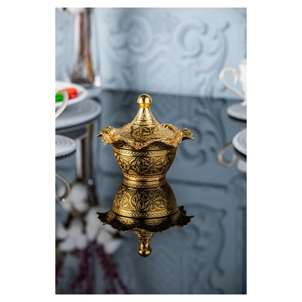 Sena Lalegül Küçük Boy Yuvarlak Kapaklı Metal Şekerlik (056) - Gold - Görsel 4