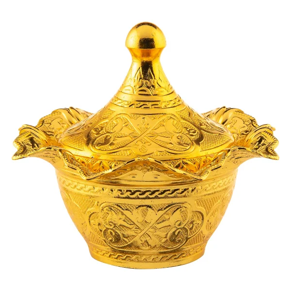 Sena Lalegül Küçük Boy Yuvarlak Kapaklı Metal Şekerlik (056) - Gold - Görsel 2