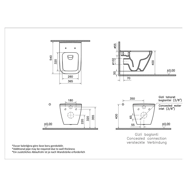 Vitra 7082l003-0090 Integra Square 54 Cm Rim-Ex Asma Klozet - Görsel 7