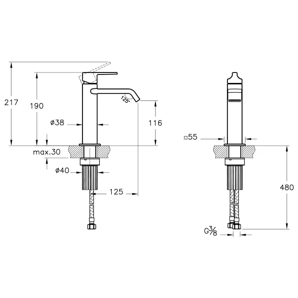 Vitra Suit A4281639 Siyah Lavabo Bataryası - Görsel 7