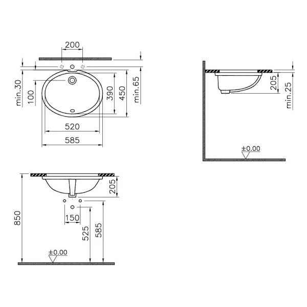 VitrA 6069B003-0012 S20 Tezgah Altı Lavabo - Görsel 6