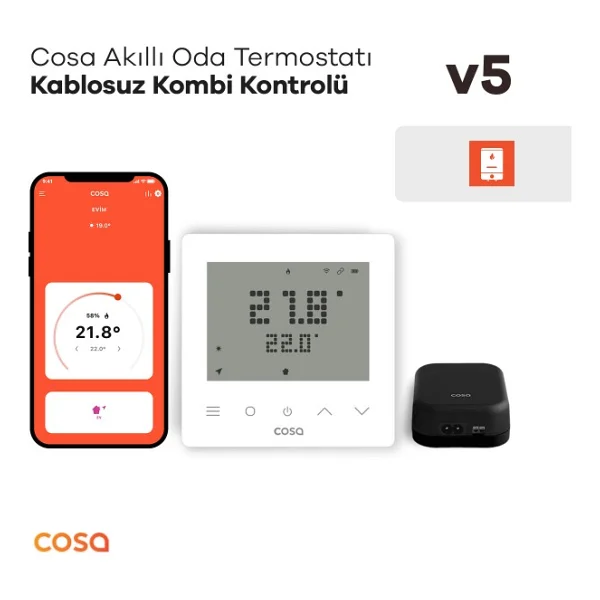 Cosa V5 Kombi Kontrolü Kablosuz Oda Termostatı - Görsel 9