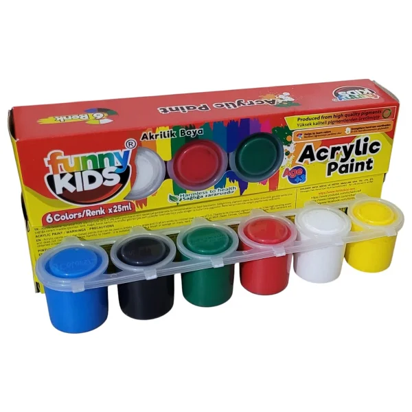 Funny Kids Akrilik Boya 6 Renk x 25 ml Sağlığa Zararsız Özellikte Canlı Renkler - Görsel 10