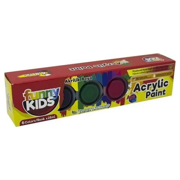Funny Kids Akrilik Boya 6 Renk x 25 ml Sağlığa Zararsız Özellikte Canlı Renkler - Görsel 2