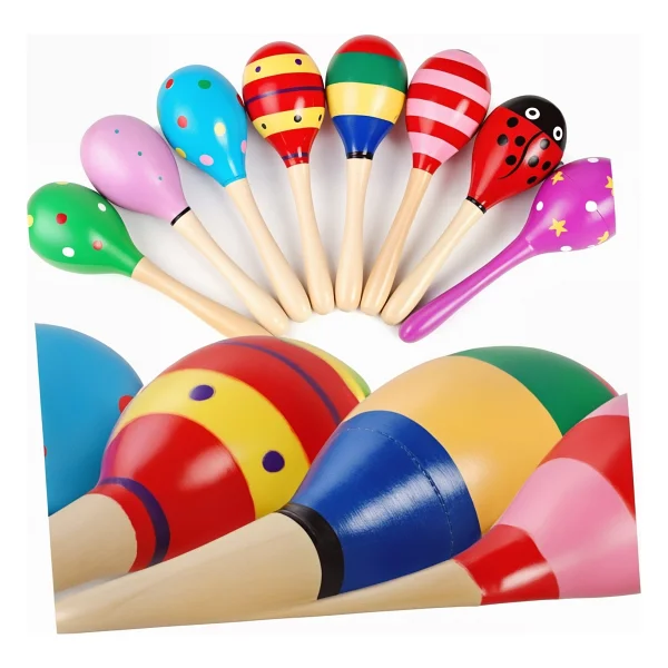 Circle Toys Ahşap Marakas Büyük Boy 20 cm - 1 Adet - Renkli