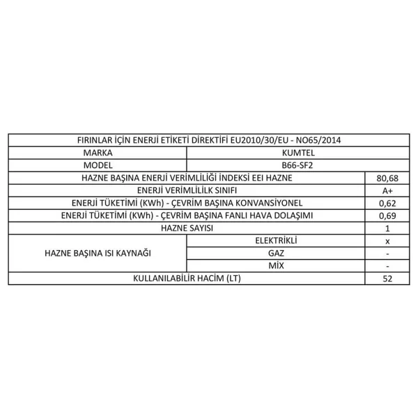 Kumtel B66-S2 Mt Beyaz Ankastre Fırın - Görsel 4