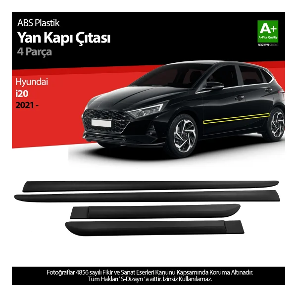 S-Dizayn Hyundai I20 Abs Plastik Yan Kapi Koruma Citasi 2021 Uzeri A+ Kalite - Görsel 6