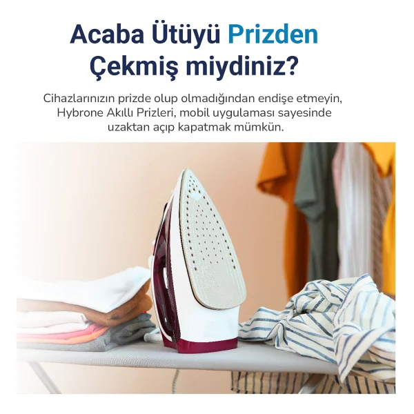 Hybrone Akım Korumalı Wi-Fi Akıllı Priz, 16 Amper, Enerji İzleme, Çocuk Kilidi, Uygulama ile Uzaktan Kontrol - Beyaz - 1 Adet - Görsel 3