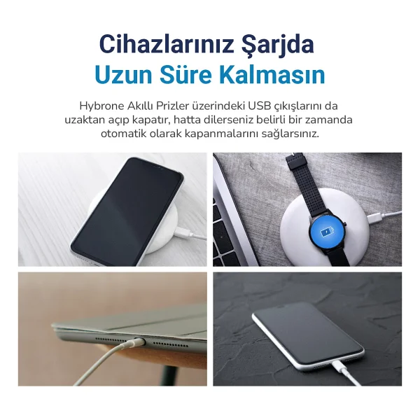 Hybrone Akım Korumalı Wi-Fi Akıllı Priz, 16 Amper, Enerji İzleme, Çocuk Kilidi, Uygulama ile Uzaktan Kontrol - Beyaz - 1 Adet - Görsel 4