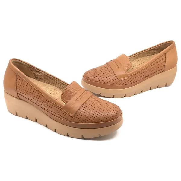 Greyder 59016 Zn Deri Dolgu Topuk Comfort Casual Kadın Ayakkabı - Taba - 40 - Görsel 6