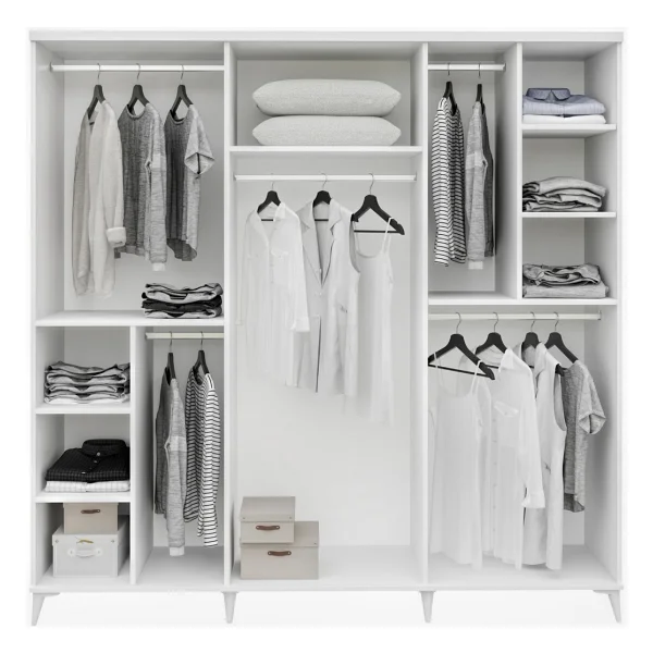 Guneystore Ücretsiz Montaj - %100 Mdf - Sport 6 Kapaklı Antrasit-Beyaz Yatak Odası Takımı Baza Dahil - Antrasit - Beyaz - Görsel 4