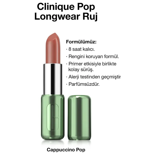 Clinique Pop Longwear Capuccino Pop Stick Ruj - Görsel 2