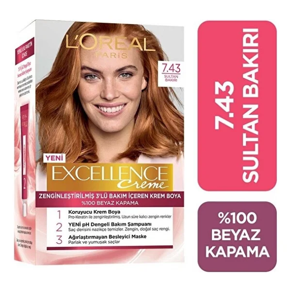L'oreal Paris Excellence Creme 7.43 Sultan Bakırı Saç Boyası - Görsel 3
