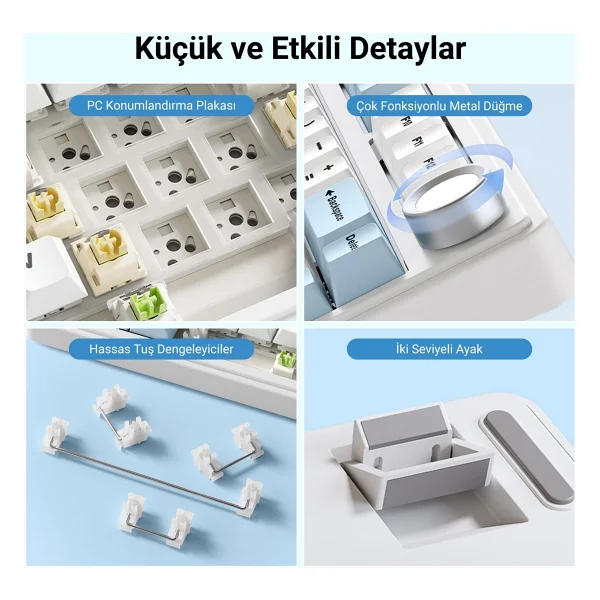 Aula F75 RGB %75 Tkl Reaper Switch Kablolu/Kablosuz Mekanik Oyuncu Klavyesi - Görsel 5