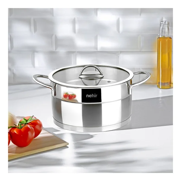 Nehir Silver Mat Trend 20 Cm Derin Çelik Tencere - Görsel 5