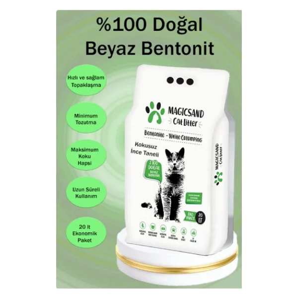 Magicsand Kokusuz 20 Lt İnce Taneli Bentonit Kedi Kumu - Görsel 3