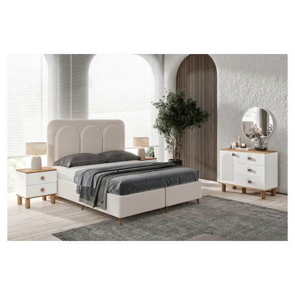 Guneystore Ücretsiz Montaj - 100% Mdf Rosa 6 Kapaklı Yatak Odası Takımı - Mdf Dolap - Elbise Dolabı - Atlantik Çam - Beyaz - Görsel 2