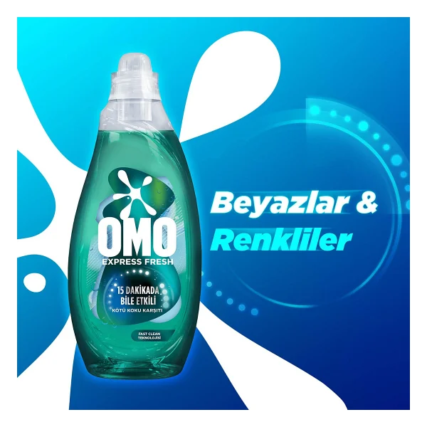 Omo Express Fresh Kötü Koku Karşıtı Beyazlar Ve Renkliler İçin Sıvı Deterjan 1.48 Lt - Görsel 5