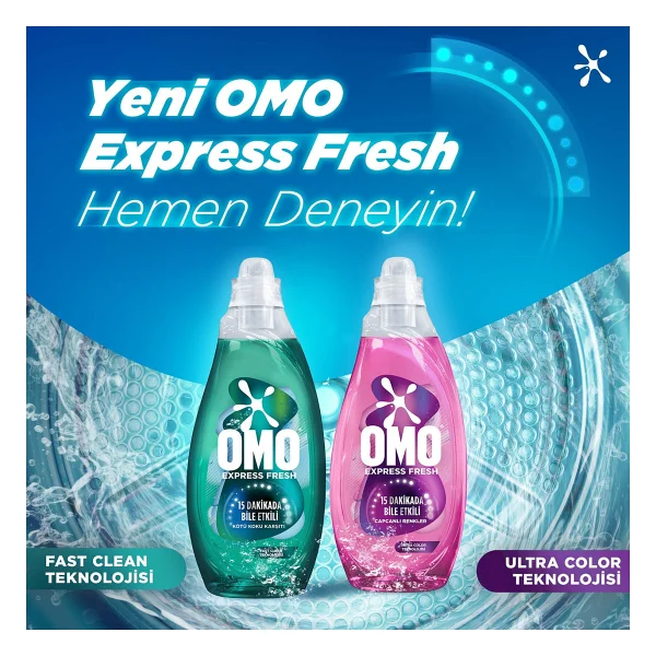 Omo Express Fresh Kötü Koku Karşıtı Beyazlar Ve Renkliler İçin Sıvı Deterjan 1.48 Lt - Görsel 9