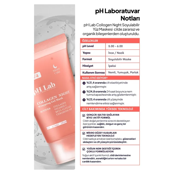 Ph Lab Collagen Soyulabilir Gece Yüz Maskesi 50 Ml - Görsel 3