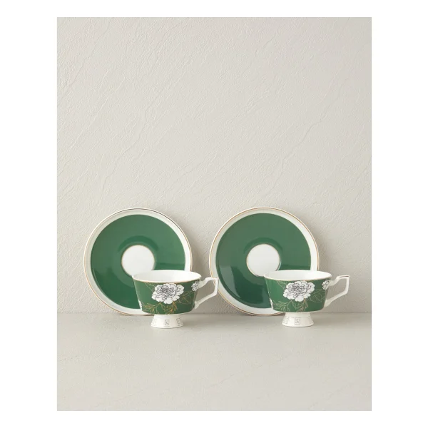 English Home Evelina New Bone China 4 Parça 2 Kişilik Kahve Fincan Takımı 90 ml Koyu Yeşil - Görsel 5