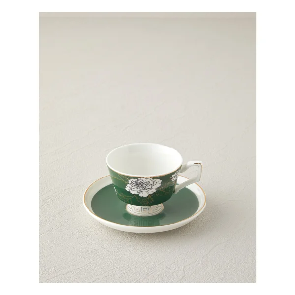 English Home Evelina New Bone China 4 Parça 2 Kişilik Kahve Fincan Takımı 90 ml Koyu Yeşil - Görsel 3