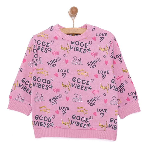 Civil Baby Çizgi Emp. Çiçek Nakışlı 6-18 Ay Sweatshirt - Bej 6-9 Ay - Görsel 6