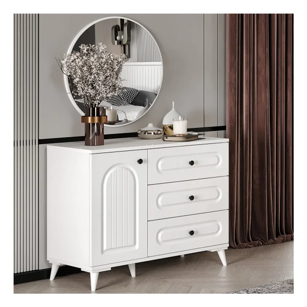 Guneystore Ücretsiz Montaj - 100% Mdf Roma 6 Kapaklı Yatak Odası Takımı - Mdf Dolap - Elbise Dolabı - Beyaz - Görsel 3