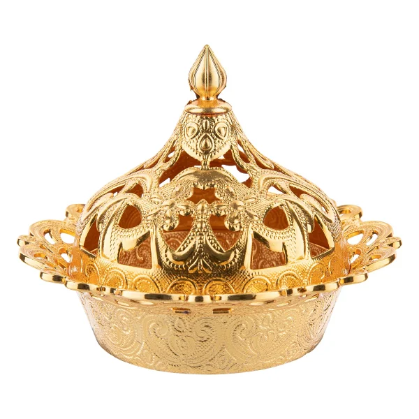 Sena Motif Yuvarlak Metal Lokumluk (356) - Gold - Görsel 2