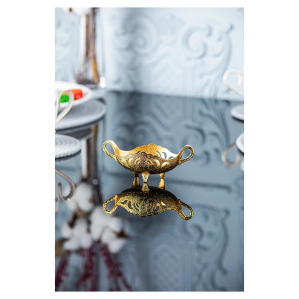 Sena Ayaklı Mini Boy Metal Lokumluk (362) - Gold - Görsel 3