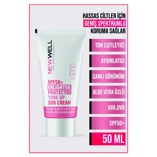 New Well Güneş Kremi 50ml Spf50 + Enlıghter Pınk - Görsel 2