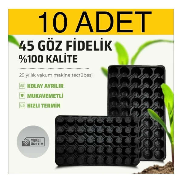 Karaoğlu Vakum Ambalaj 15 Adet 45 Göz Fide Viyol Fide Altlığı Fide Viyolü Fidelik - Siyah - Görsel 10