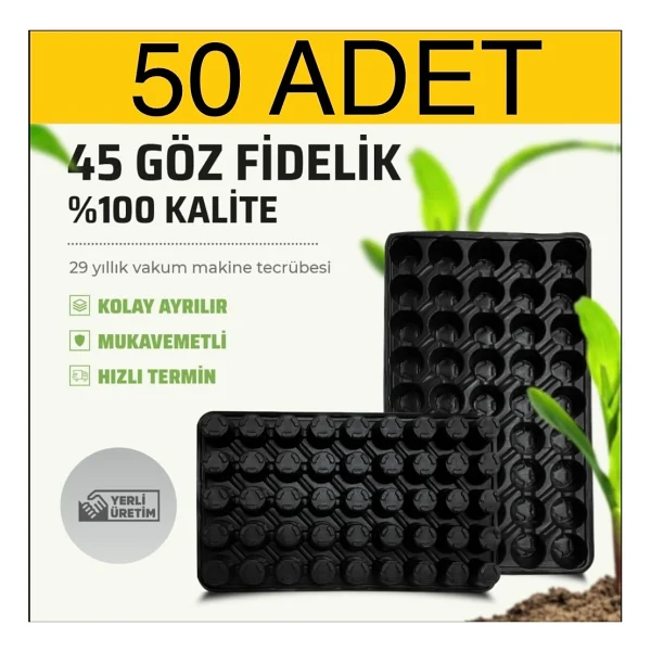 Karaoğlu Vakum Ambalaj 15 Adet 45 Göz Fide Viyol Fide Altlığı Fide Viyolü Fidelik - Siyah - Görsel 9